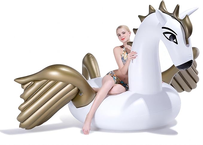 Jasonwell Giant Inflatable Pegasus Pool Float with Fast Valves Summer Beach Swimming Pool Floatie Lounge Floating Raft Outdoor Party Decorations Toys for Adults (XXXL)