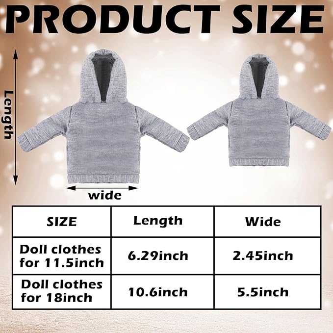 Bencailor 4 Pcs Doll Clothes Winter Sweater Hoodie Accessories Cute Hoodie Clothing Set(Black, Pink, White, Gray,18 Inch Doll)
