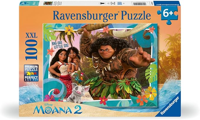 Ravensburger Disney Moana 2 Jigsaw Puzzle | 100 XXL Pieces for Kids | Unique Piece Design | Enhances Creativity | Fun and Educational