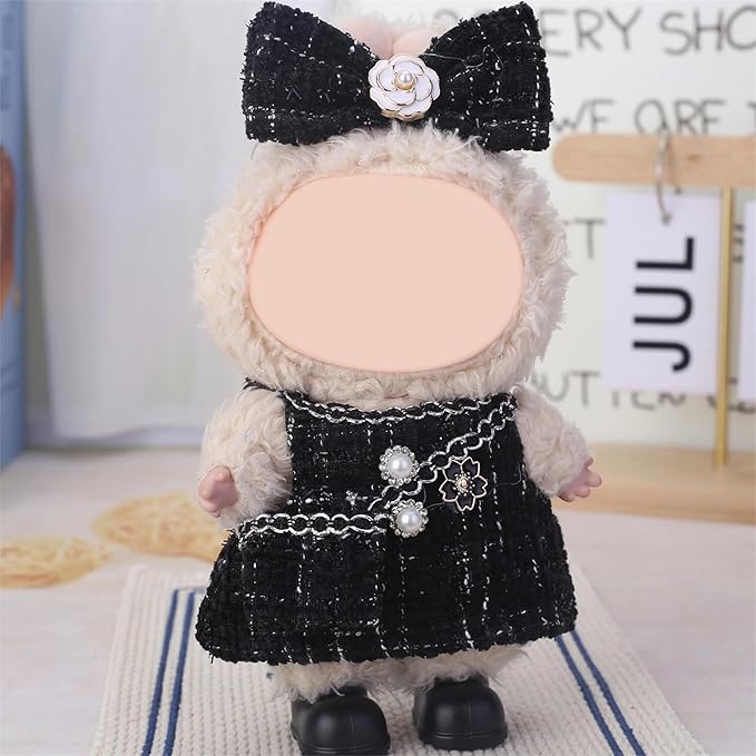 6 Pack Doll Clothes for LABUBU 17cm Doll, Exquisite Luxury Designer Outfits with Hats & Accessories, Cute Doll Clothing Set Suitable for Dress up Unique Style (No Dolls)
