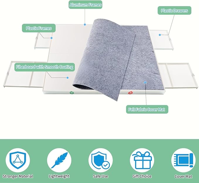 1500 Pieces Puzzle Board with Drawers and Cover,35"x27"Portable Jigsaw Puzzle Table for Adults Puzzle Tables with Drawers