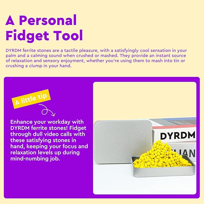 500+ Original Ferrite Putty Yellow, Sensory Stones, Adult Fidget Stress Relief Desk & Office Item, Ferrite Stones Stocking Stuffers Gifts