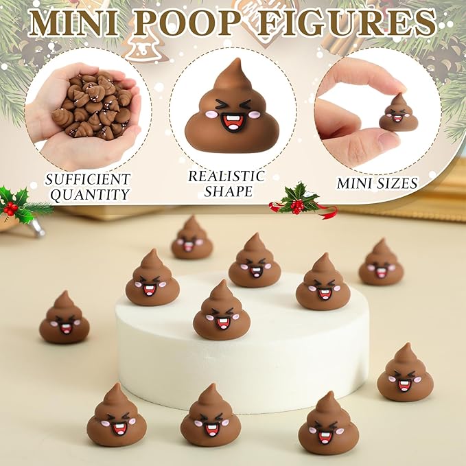 60 Pcs Tiny Poop Figurine Mini Expression Poo Statue Small Fake Poo Figures Poop for Gift Bag and Halloween Egg Fillers Hide and Seek Props Party Supplies Gifts (Brown)