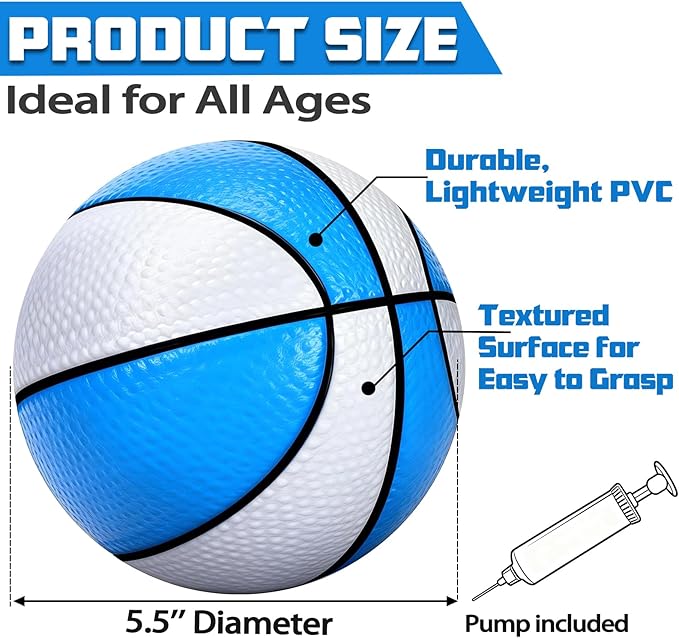 6 Pack Pool Basketball, Swimming Pool Rubber Basketball Toy for Kids and Adults, Great for Floating Water Basketball Hoops Toys Beach Pool Games Pool Party