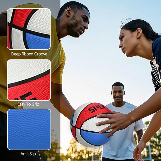 KUYOTQ Kids Youth Adult Size 3/4/5/6/7 (22/25.5/27.5/28.5/29.5") Basketball Premium Rubber or Faux Leather Basketball Indoor Outdoor Basketball for Boys Girls Womens Mens Basketball Gifts (Deflated)