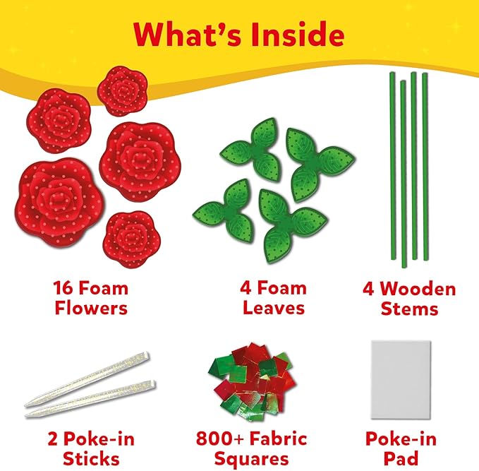 Skillmatics Poke-in Art - Rose Bouquet, Mess-Free Fun for Kids, DIY Wood Craft Kits, Creative Activity, Gifts for Girls & Boys Ages 4, 5, 6, 7, 8, 9, 10, 11, 12