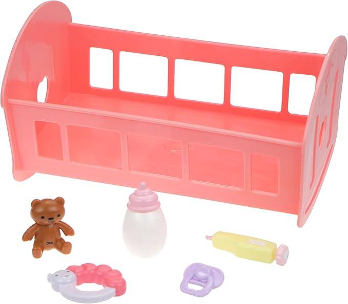 Lil Cutesies 9" All Vinyl Baby Doll Bed Time Gift Set | Posable and Washable | Removable Outfit | Rocking Crib and Bed Time Accessories | JC Toys | Ages 2+