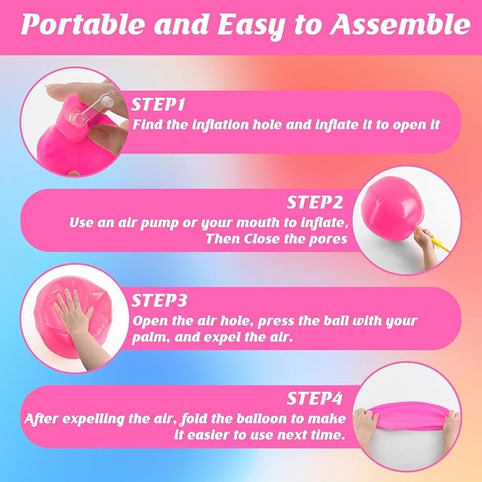 10 Pack Pink Beach Ball - 12Inch Blow Up Beach Ball Party Supplies for Kids, Inflatable Floating Balls for Summer Pool Parties, Outdoor Activities & Birthday Decorations(Pink)