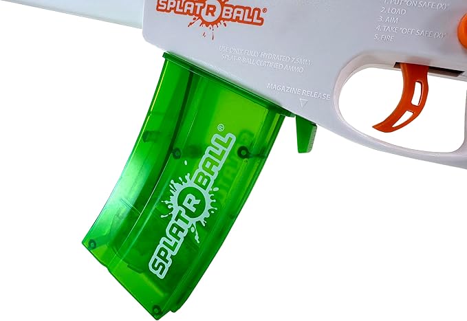 SplatRBall SRB800 Pyro Glow-in-The-Dark Water Gel Ball Blaster Kit - Full Auto, 210 FPS, 800-Round Magazine, 20,500 Total Rounds - Orange/White