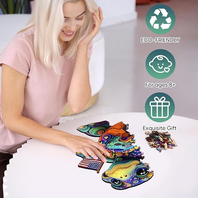 Mocfesk Colorful Ocean Wooden Puzzles, Sea Turtle Jigsaw Puzzles for Adults, Unique Shaped Nature Puzzles for Child, Birthday Gift Home Decor 18.5'' x 14.9''