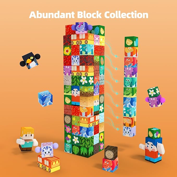 GobiDex 240PCS Magnetic Blocks Playset, Dinosaur STEM Educational Building Toys, Sensory Pretend Play Gift for Boys and Girls