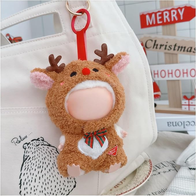 Christmas Clothes for Lu bubu 17cm Dolls(No Doll) Accessories,, Stylish Kawaii Festive Christmas Elk Outfit Set 2 Pieces Suitable for 17cm Doll , Xmas Doll Clothing Set Replacement Brown