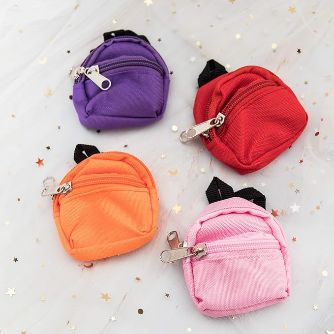 SOTOGO 10 Pieces Doll Backpacks Mini Dolls Zipper Backpack Dollhouse Accessory Bags Doll Accessories for Daily Supplies