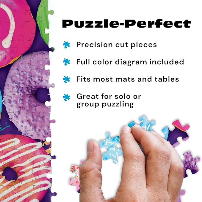 Buffalo Games - Delightful Donuts - 300 Piece Jigsaw Puzzle for Adults with Oversized Pieces - Colorful Large Jigsaw Puzzle with Fun Donut Art - Finished Size 21.25 x 15