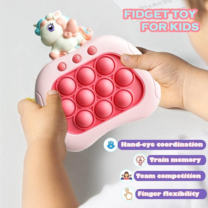 Unicorn Pop Push Game Toy ,Unicorn Quick Fast Push Puzzle Handheld Game Light up Fidget Toy,Funny Pop Bubble Sensory Toys,Unicorn Birthday Gifts for Kids Ages 3-12 with Autism