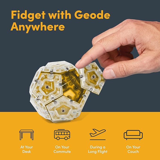 Speks Geode Magnetic Fidget Toy | Sensory Desk Toy for Adults & Teens 14+ | Stress Relief Gift | Sphere, Topaz