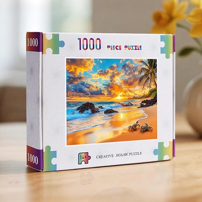 Crabs on Sunset Beach Puzzles for Adults 1000 Pieces, Impossible Hard Difficult Challenging Jigsaw Puzzle 1000 Pieces, Christmas Birthday Gifts Home Decor for Adults/Friends/Family
