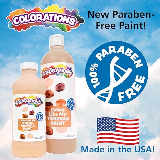 Colorations Colors Like Me Washable Tempera Paint, 8 oz. Each Bottle - Set of 8 Colors - Non-Toxic, Classroom Essentials, Arts and Crafts Supplies for Kids and Adults