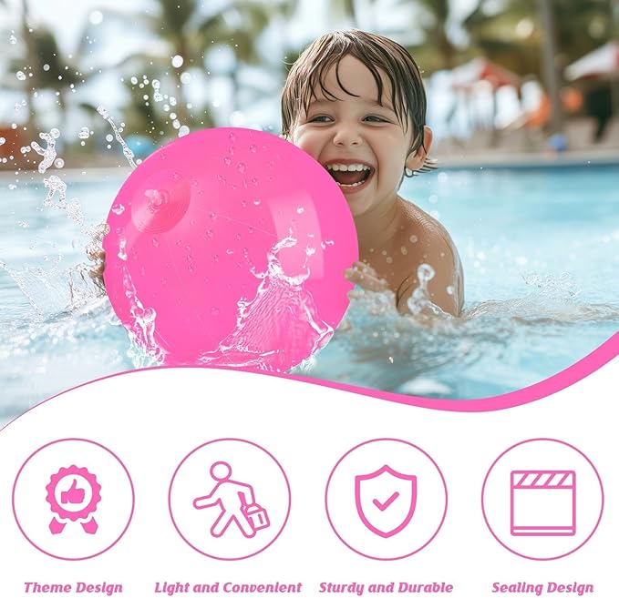20 Pack Pink Beach Ball - 12Inch Blow Up Beach Ball Party Supplies for Kids, Inflatable Floating Balls for Summer Pool Parties, Outdoor Activities & Birthday Decorations(Pink)