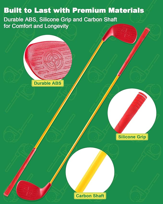 HOTWIND 2 Pack Backyard Golf Game Clubs with 5”x 3.5” Oversize Heads and 36” Lightweight Carbon Shaft for Adults Play Outdoor Golf Yard Game in Grass Parks and Yards Hit Plastic and Foam Balls