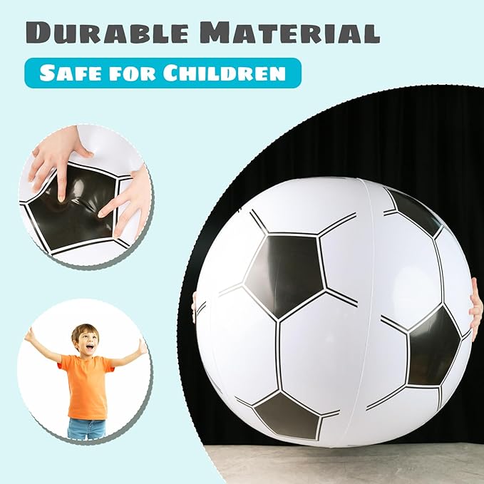 Shindel 27-Inch Giant Inflatable Soccer Ball - Soccer Themed Party Decor & Beach Pool Games, Heavy-Duty Without BPA Vinyl Ball for Outdoor Sports, Backyard, Lake & Birthday Activities