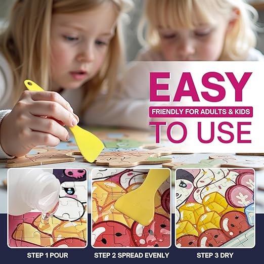 Jigsaw Puzzle Glue Clear (2 Pack), Puzzle Glue with Two Applicators, Easily Preserves Finished Puzzles, Quick-Drying & Water-Soluble for Adults, for 3000/4500/5000 Pieces