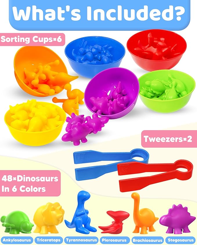 Oomloid Counting Dinosaurs Montessori Toys for 3 4 5 Years Old Boys Girls, Preschool Learning Activities Kindergarten Educational Sensory Toys Gifts for Kids Toddlers Ages 3-5, 4-8