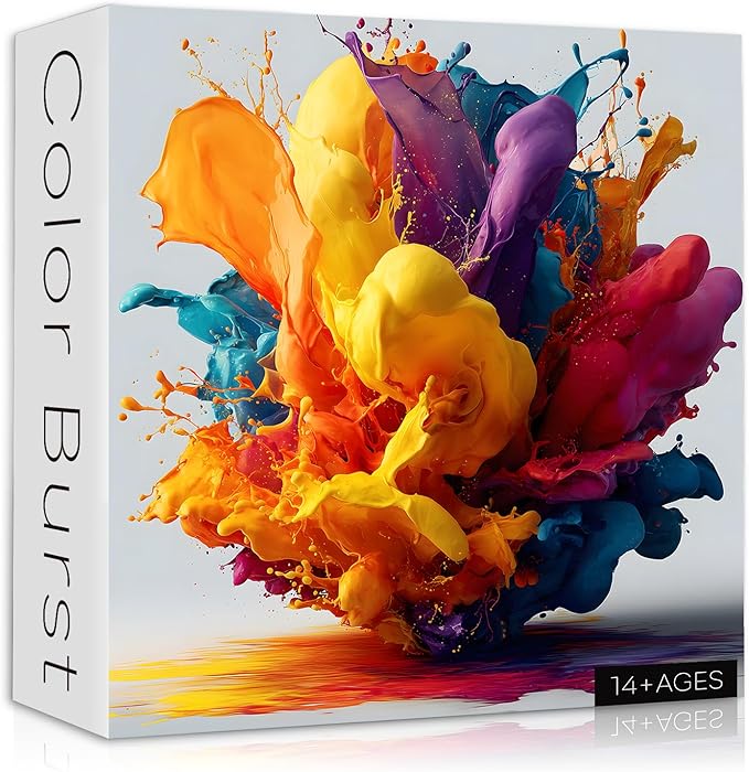 Impossible Puzzles for Adults 1000 Pieces, Larkipuzz Art Gradient Rainbow Puzzle, Unique Paint Splatter Jigsaw Puzzles for Home Decor