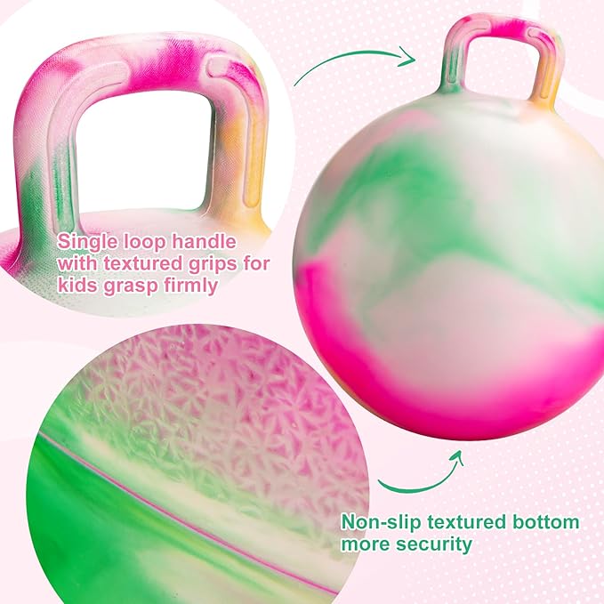 ZOOJOY Clouds Hopper Ball, Hopping Toys for Kids, 22 Inch Bouncy Ball with Handle for Boys Girls Aged 10+, Inflatable Clouds Bounce Hopper Toy with Pump