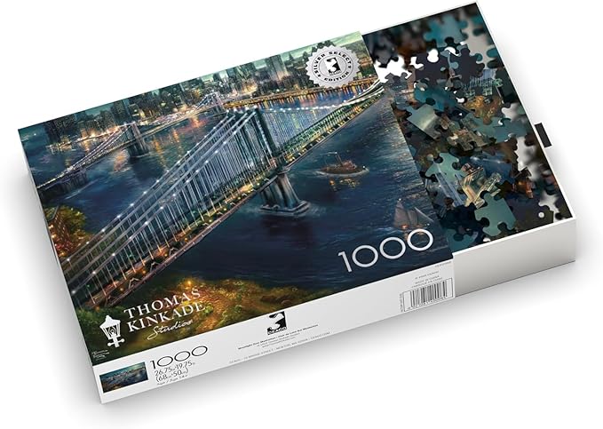 Buffalo Games - Silver Select - Thomas Kinkade - Moonlight Over Manhattan - 1000 Piece Jigsaw Puzzle for Adults - Challenging Puzzle Perfect for Game Nights - Finished Size is 26.75 x 19.75