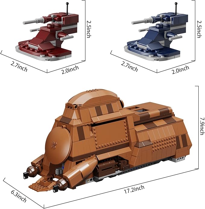 Battle Trade Federation Droid Ship Multi Troop Transport Building Kit, Battle Soldiers Troop Carrier with 2 Droidekas & 8 Machine Gun，Builidng Toy for Kids Ages 12+(1286 Pieces)