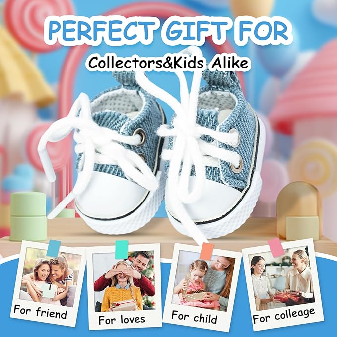 Mini Doll Shoes, 1 Pair Cute Lace Up Canvas Sneakers Compatible for 17cm/15cm Doll Shoes Toy Outfit Accessories (Blue)
