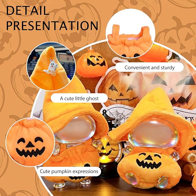 Halloween Clothes Set for 17cm Dolls,The Set Includes a Witch Hat, Pumpkin Overalls, a Ghost Costume,Luxury Chic Doll Clothing & Style Bundle-No Doll