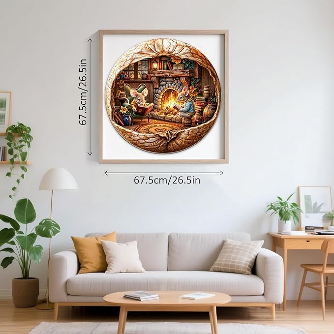 Jigsaw Puzzles 1000 Pieces for Adults, Fall Mouse Puzzles for Adults 1000 Pieces, Round Puzzles with Letters On Back, Difficult Challenging Hard Family Decoration Puzzle (26.5 * 26.5in)