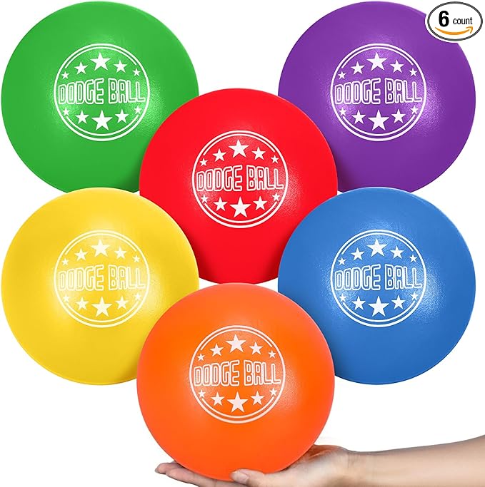 Jerify 6 Pcs Foam Dodgeball Set 7 Inch Soft Skin Playground Dodgeballs Bulk, Low Density Foam for Non Sting Dodgeball Sports Equipment for Kids and Adults