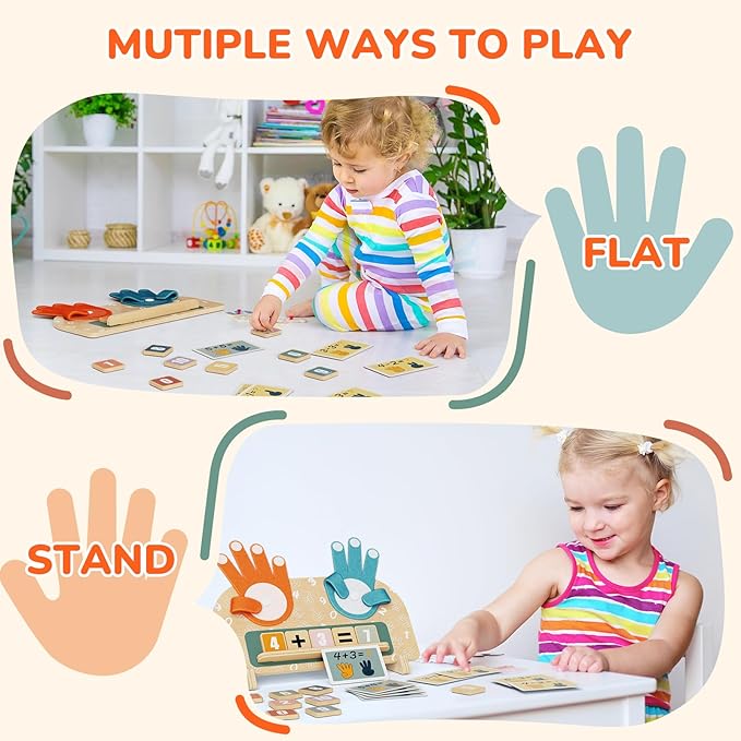 Montessori Math Toy for Kids 3-5, Double-Sided Finger Counting Board with Writing Board & Number Blocks, Preschool Learning Toy for Addition & Subtraction, Educational Gift