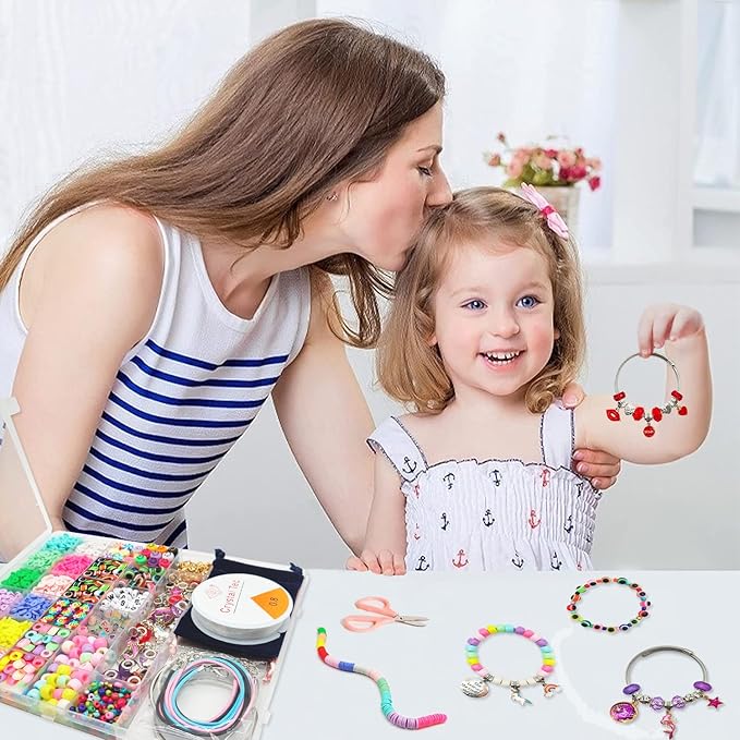 leitait Girls Toys Bracelet Making Kit - 3000pcs Charm Jewelry Making Kit Supplies,Easter Basket Stuffers,Unicorn/Mermaid Crafts Birthday Gifts for Girls Ages 5 6 7 8 9 10 11 12 Years Old
