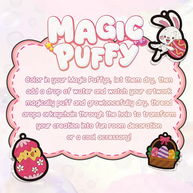 Taotuo Magic Foam Texture Painting Kit - 3D Art Puffy Paint Kit, Easter Theme,15 Mess-Free Paint by Number Craft for Ages 3-10