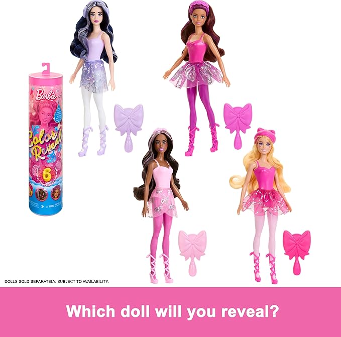 Barbie Color Reveal Doll & Accessories, Ballerina Series, 6 Unboxing Surprises Include Color Change, Inspired by Balletcore (Styles May Vary)
