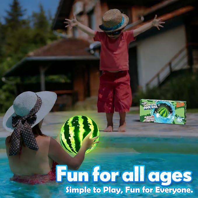 LED Underwater Pool Ball Game – 1 Pack 9" Glow Water Ball Toy for Kids, Teens, Pool Sports Game for Water Football & Basketball, Fun Pool Game for Backyard Parties & Outdoor Water Play
