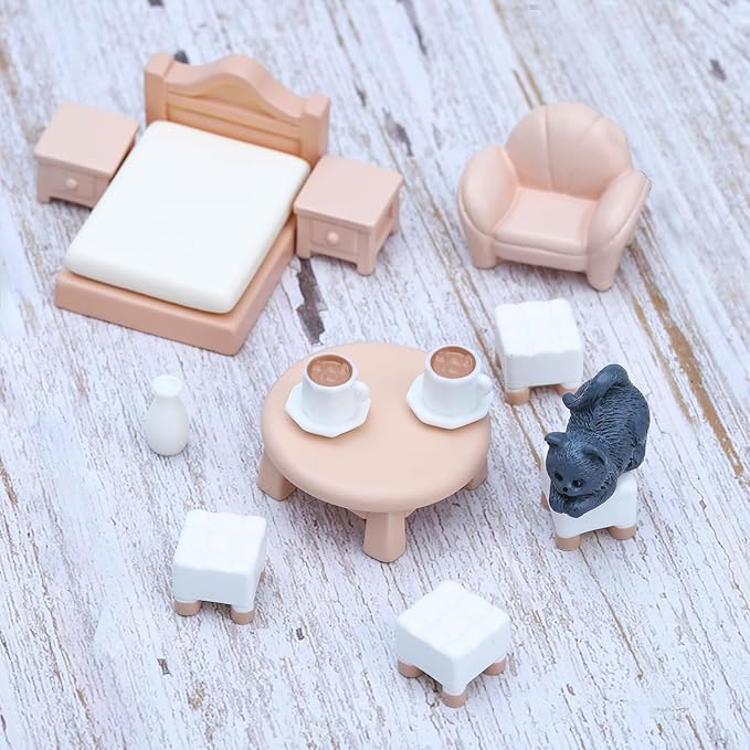 ONEST 30 Pieces Miniature Dollhouse Accessories Mini Dining Room Sitting Living Bedroom Accessories and Others for Dollhouse House Toys