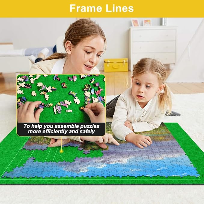 Ainiv Jigsaw Puzzle Mat Roll Up 1500 Pieces, 46" x 26" Portable Felt Puzzles Board with Travel Storage Bag, Jigsaw Saver Pad Keeper for Adults Teens, Green