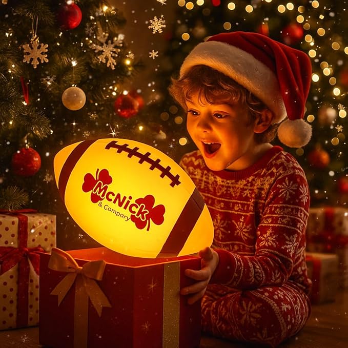 MCNICK & COMPANY Glow in The Dark Football – Ultra Bright LED Light-Up Ball with Pump & Long Battery Life – Fun Gift for Kids, Teens & Adults