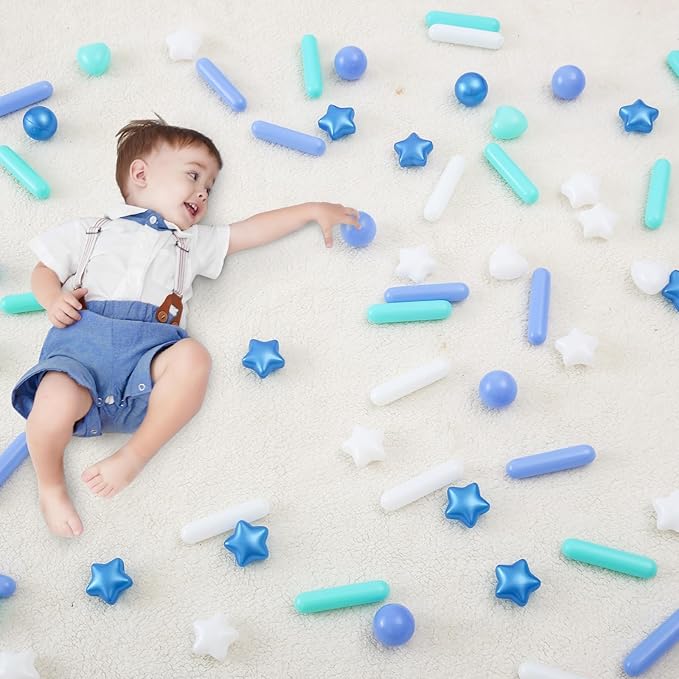 STARBOLO 500pcs Ball Pit Balls for Toddlers - Blue Ball Pit Balls Crush Proof Plastic Toy Balls for Toddlers Ball Pits, Ball Pit Play Tent, Baby Pool Water Toys,500pcs(Pearl Blue 4 Colors)