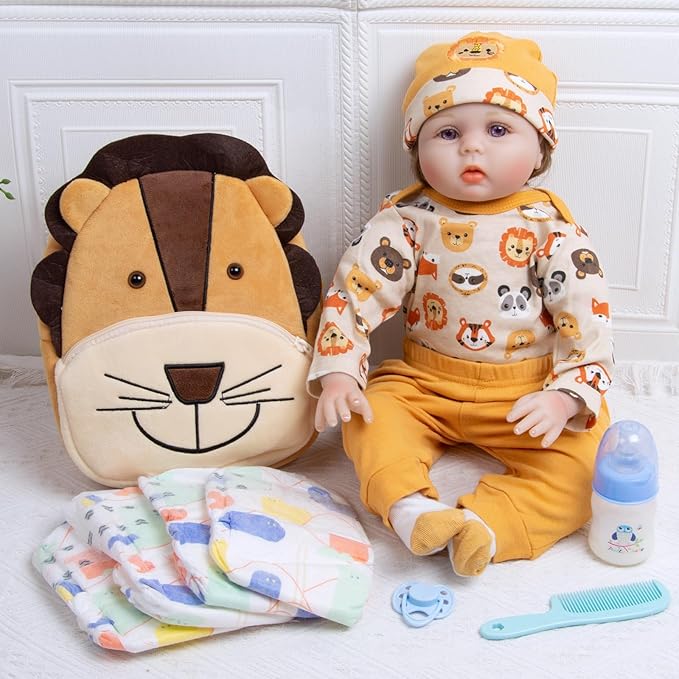 12 Pcs Reborn Baby Doll Clothes Boy for 17-22 Inch Babydolls Reborn Dolls Accessories Newborn Baby Clothes Set with Backpack
