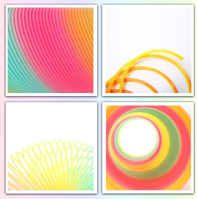 Rainbow Coil Magic Spring Toy,Colorful Rainbow Neon Plastic Spring Toy Party Supplies for Boys Girls Gift Toys,Easter,Halloween 4 x 4 inch