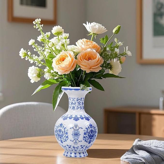 3D Puzzle Vase for Adults with LED Light, 200 Curved Pieces DIY Flower Vase Craft Kit, Creative Jigsaw Art Project Home Décor Centerpiece (C-Blue & White Grand)