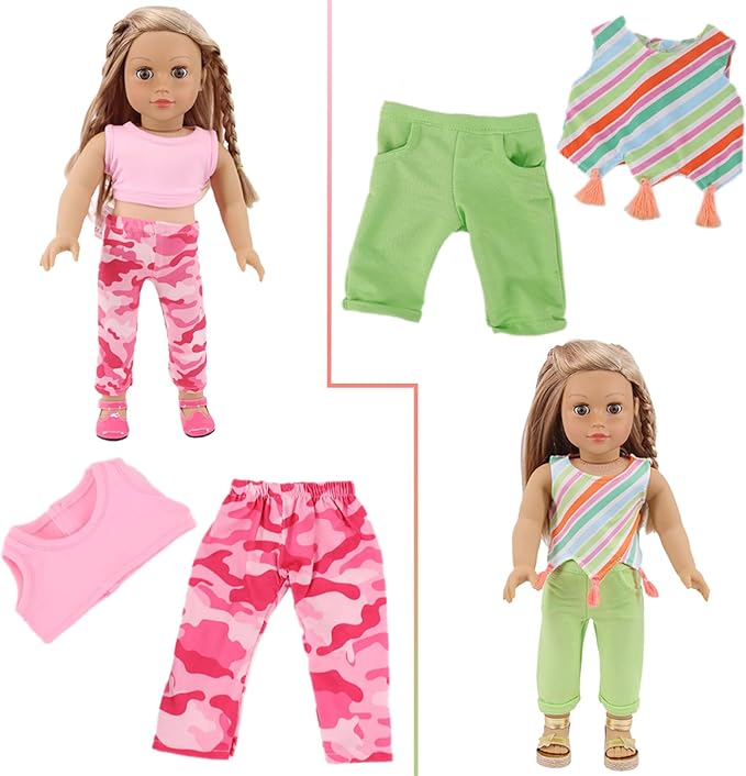 UNICORN ELEMENT 10 Sets American Doll Clothes for 18 Inch Doll Clothes and Accessories Includeding 17 PCS Items Fit for 18 Inch Girl Dolls
