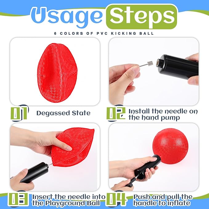 Hiboom Playground Balls 5 Inch Dodgeball Playground Balls Kick Outdoor Inflatable with 1 Pcs Hand Pump for Adults Yoga Exercise Gym Schoolyard(Multi Color,12 Pcs)