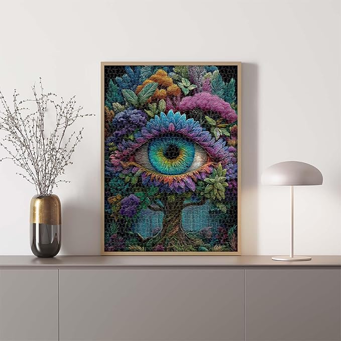 Impossible Puzzle for Adults 1000 Pieces, Fantasy Eye Nature Jigsaw Puzzle Plant Forest, Vintage Puzzles Challenge for Adults